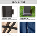 Gotland 10FTx12FT Outdoor Wall-Mounted Hardtop Pergola, Metal Frame Gazebo with Sloping Sun Panel Roof and Double Curtains for Patio, Garden, Lawn, Navy