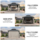 PURPLE LEAF 10' X 12' Hardtop Gazebo with Galvanized Steel Double Roof Outdoor Gazebos for Patio Lawn and Garden Included Netting and Beige Curtains