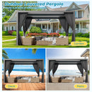 LVUYOYO Outdoor Louvered Pergola 10' x 13', Aluminum Pergola with Adjustable Roof, Waterproof Metal Gazebo with Curtains and Netting for Patio, Backyard, Garden, Deck (Black)