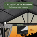 Aoxun 10' X 12' Hardtop Gazebo, Aluminum Outdoor Gazebo with Galvanized Steel Gable Roof Canopy, Patio Permanent Metal Pavilion with Netting, for Garden, Backyard, Deck