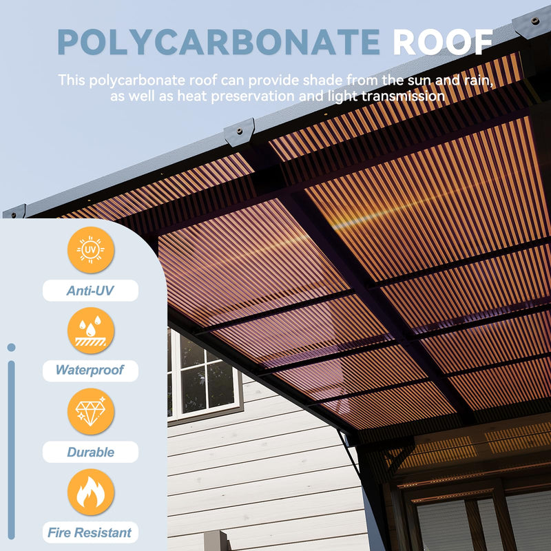 Aoxun 12' x 20' Gazebo for Patio, Gazebo Pergola with Sloped Roof, Large Wall-Mounted Heavy Duty Awnings, for Patio, Backyard, Deck