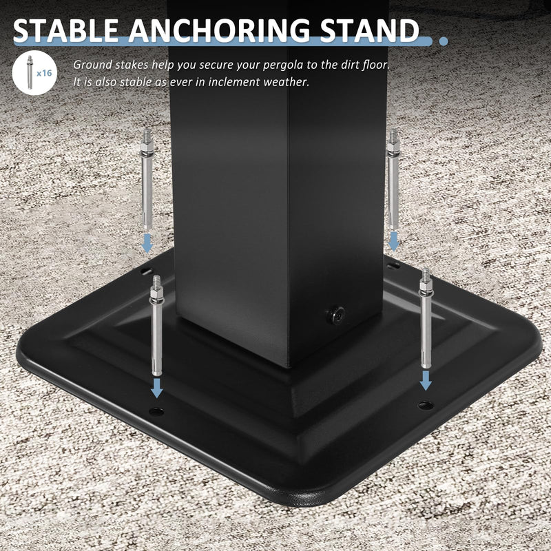 Aoxun 12x16FT Aluminum Pergola, Outdoor Retractable Pergola with Upgraded Canopy Cover, Heavy Duty Metal Pergolas and Gazebos with Adjustable Sun Shade for Modern Patio, Backyard, Deck, Garden