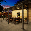 EBE 14' x 10' Hardtop Gazebo, Lean to Gazebos with Galvanized Steel Roof, Heavy Duty Outdoor Pergola and Gazebos Clearance, Wall Mounted Grill Gazebo Awning for Patio, Poch, Backyard