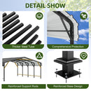 JAMFLY 20X20 FT Carport, Heavy Duty Carport Canopy with Galvanized Steel Roof and Frame, Metal Carport Upgraded Extra Large Garage for Pickup, Boat, Car and Tractors