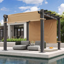 Aoxun 10'x10' Outdoor Pergola, Retractable Adjustable Roof, Aluminum Sun Shade Canopy, Modern Metal Patio Brown Shade Cover for Garden, Backyard and Deck