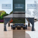 Kurapika 12' x 16' Hardtop Outdoor Metal Gazebo with Galvanized Steel Double Roof Canopy, Curtain and Netting, Aluminum Permanent Pavilion Gazebo, Navy Blue