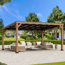 Modern Shade Supreme Cedar Wood Gazebo 12' x 16' with Hardtop Slope Roof, Wooden Grill Gazebo with Durable and Rot-Resistant, Supports Snow Loads and High Wind Speeds, Ideal for Backyard, Deck, Garden