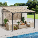 Crownland 10'x10' Outdoor Gazebo Hardtop, Wall-Mounted Lean-to Gazebo with Dewatering Hole, Large Outdoor Pergola Awning, Waterproof for Deck, Backyard, Garden, Porch