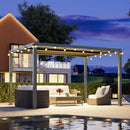 Louvered Pergola 10'x12', Full Aluminum Outdoor Pergola with Adjustable Rainproof and Gutter System, Hardtop Gazebo for Patio, Deck, Garden, Yard, Black