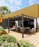 GarveeLife 12x20 Ft Aluminum Pergola, Outdoor Metal Pergola with Adjustable Canopy, Reinforced Frame Outdoor Shelter for Backyard, Garden and Deck - Gray