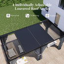 HOMPUS Louvered Pergola 10' x 20', Outdoor pergola with Aluminum Frame and Adjustable Rainproof Roof, Modern Louvre Shade for Garden & Patio, Curtains and Netting Included, Black