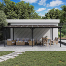 Aoxun 12' x 20' Gazebo for Patio, Gazebo Pergola with Sloped Roof, Large Wall-Mounted Heavy Duty Awnings, for Backyard, Deck, Patio, Garden Black