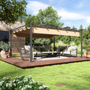 Aoxun 12x16FT Aluminum Pergola, Outdoor Retractable Pergola with Upgraded Canopy Cover, Heavy Duty Metal Pergolas and Gazebos with Adjustable Sun Shade for Modern Patio, Backyard, Deck, Garden