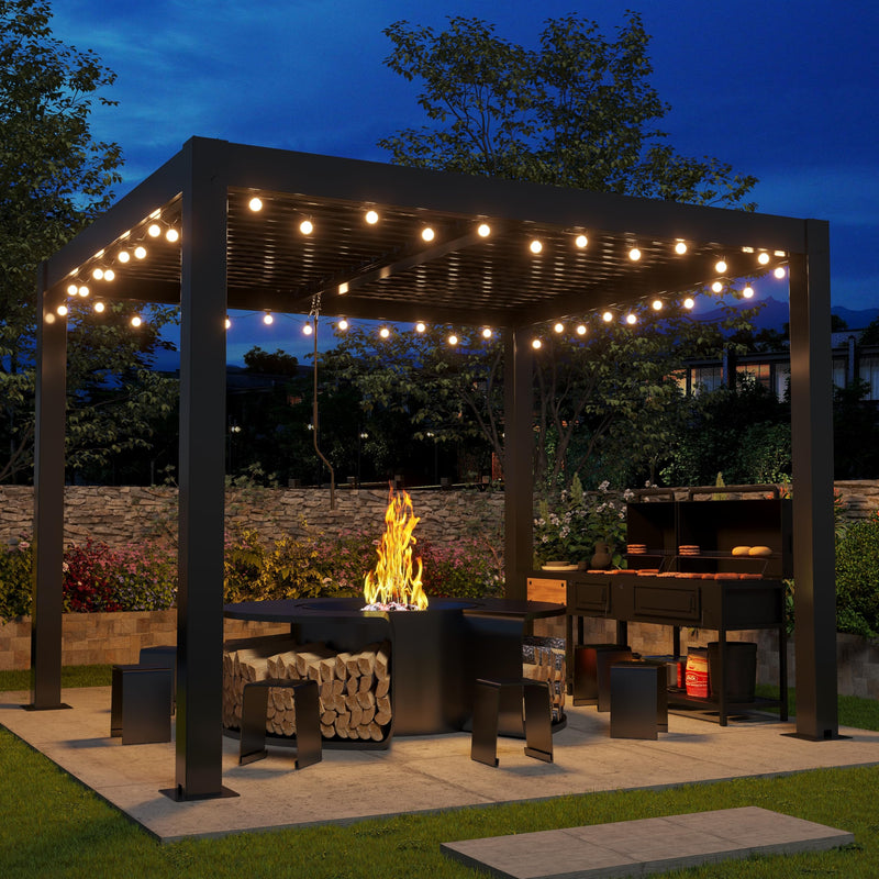 LVUYOYO Outdoor Louvered Pergola 10' x 13', Aluminum Patio Pergola with Adjustable Roof, Sun Shade Shelter Metal Gazebo for Backyard, Garden, Deck(Black)