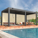 YOLENY 10x20ft Louvered Pergola, Outdoor Pergola with Adjustable Rainproof Roof, Aluminum Gazebo with 6 Panels Pull-Down Screen for Patio, Lawn, Garden, Backyard, Deck, Dark Gray