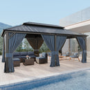 Kurapika 12' x 20' Hardtop Outdoor Metal Gazebo with Galvanized Steel Double Roof Canopy, Curtain and Netting, Aluminum Permanent Pavilion Gazebo, Navy Blue