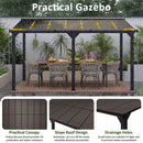 DAUSOLA 10x14 FT Gazebo Pergola for Patio, Gazebos Pergola on Clearance with Sloped Roof, Hard Top Lean to Gazebo, Large Wall-Mounted Heavy Duty Awnings for Patio, Backyard, Deck