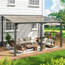 DAUSOLA 10x14 FT Gazebo Pergola for Patio, Gazebos Pergola on Clearance with Sloped Roof, Hard Top Lean to Gazebo, Large Wall-Mounted Heavy Duty Awnings for Patio, Backyard, Deck