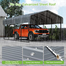 Real Relax 12X20 FT Carport with Galvanized Steel Roof, Heavy Duty Steel Frame Metal Carport Canopy, Large Garage Storage Shelter Shade for Boat, Pickup, Car, Tractors, Grey
