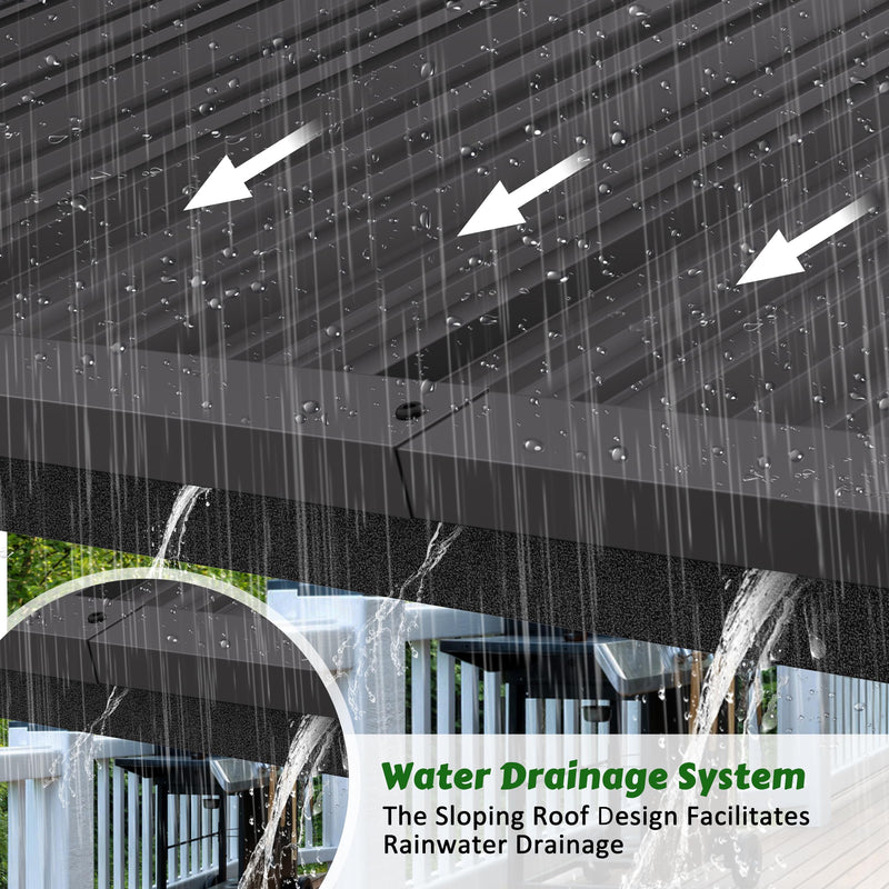 Yardenaler 12x20 FT Wall Mounted Gazebo with Triangle Structure, Hardtop Lean to Gazebo with Metal Slope Roof, Outdoor Pergola with Drainage Holes for Patio, Backyard, Deck