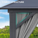 YITAHOME 10X12FT Hardtop Polycarbonate Gazebo Outdoor Patio Double Top Canopy Galvanized Iron Aluminum Column Garden Tent Curtains Netting for Backyards Decks Lawns,Gray