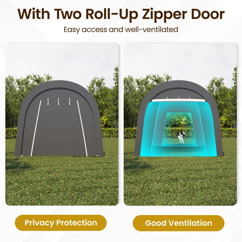 FansaFurn Carport, 10X20 Ft Round Portable Garage, Steel Heavy Duty Carport with Ground Stakes, Tensioner and 2 Roll Up Windows PE Fabric Car Port, Garage, Storage Shed, Tent for Storage, SUV