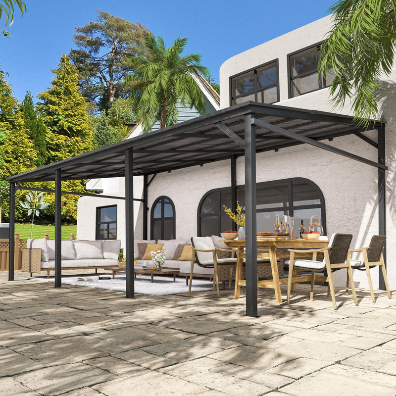 MUPATER 12'x 20' Outdoor Pergola on Clearance with Metal Frame, Lean to Pergola Gazebo, Wall-Mounted Heavy Duty Awnings for Patio, Deck, Porch and Backyard
