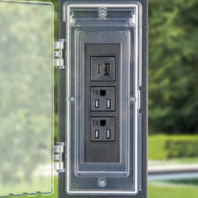 Modern Shade Hardtop Gazebo 12' x 16' with 4 LED Lights, Outdoor Gazebo with Double Roof, Aluminum Frame, Patio Pavilion with USB Charging Port Deck, Mosquito Netting and Curtains, Wood Looking