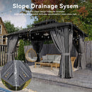 Aoxun 12'x14' Hardtop Gazebo, Aluminum Frame Canopy with Double Galvanized Steel Roof, Outdoor Metal Pavilion with Netting, Curtains for Backyard, Patio and Deck