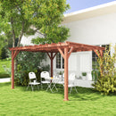 Outsunny 11' x 12.5' Outdoor Wood Pergola with Grape Trellis with Stable Structure for Climbing Plant Support for Patio, Deck, Backyard, Lawn, Brown