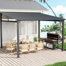 EBE 12' x 12' Hardtop Gazebo, Heavy Duty Lean to Metal Gazebos Outdoor Pergola, Wall Mounted Gazebo with Galvanized Steel, Patio Roof Awning for Patio, Deck, Backyard