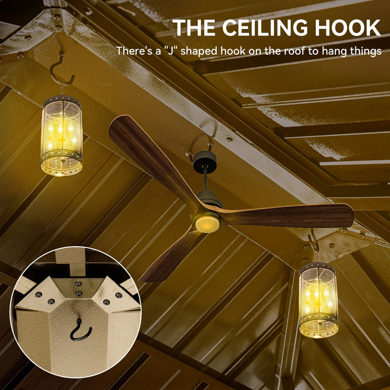 YITAHOME 12X16FT Metal Hard top Gazebo with Metal Steel Double Roof Canopy Galvanized Iron Aluminum Frame Garden Tent Curtains Netting for Patios Backyards Decks Lawns