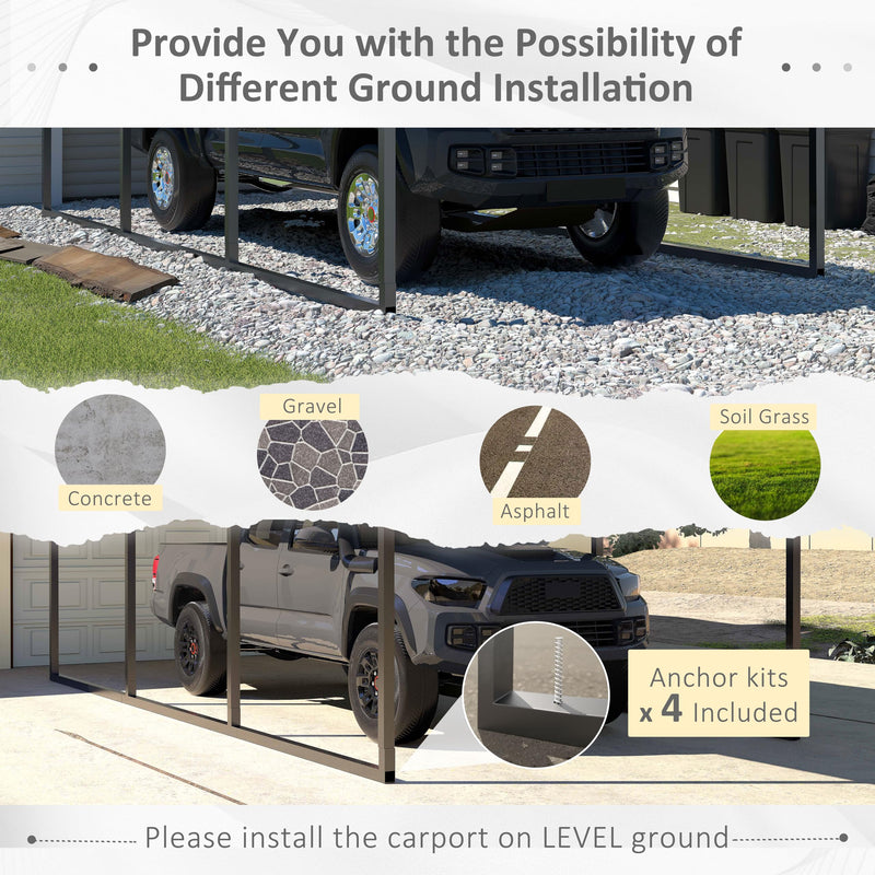 VEIKOU 10'x15' Heavy Duty Car Shelter with Thick Steel Roof, Upgraded Extra Large Carport Garage Kit for Shade