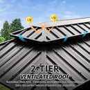 Domi 6x10FT Hardtop Grill Gazebo, Outdoor BBQ Gazebo with Double Galvanized Steel Roof, Patio Grill Canopy with 2 Cabinets and Ceiling Hooks for Backyard, Lawn, Garden, Brown