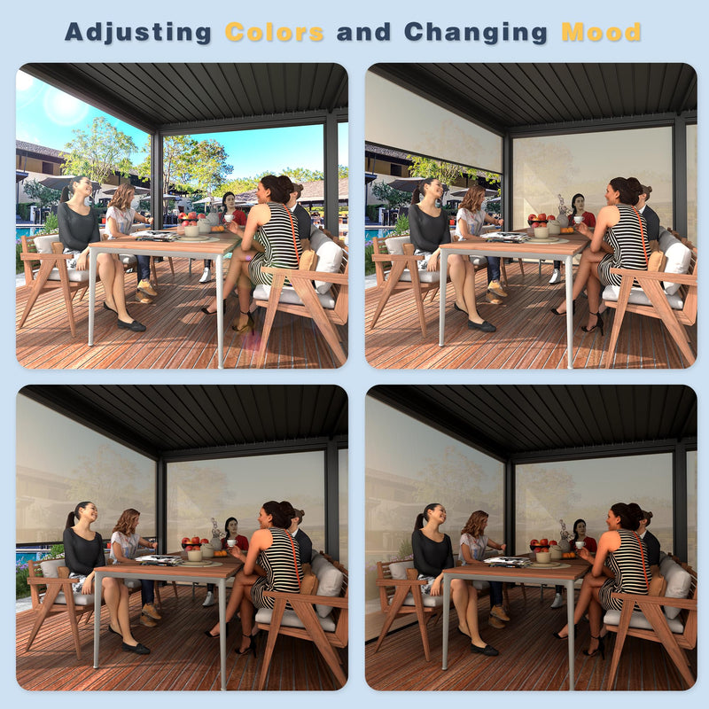 YOLENY 10x20ft Louvered Pergola, Outdoor Pergola with Adjustable Rainproof Roof, Aluminum Gazebo with 6 Panels Pull-Down Screen for Patio, Lawn, Garden, Backyard, Deck, Dark Gray