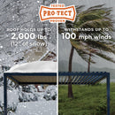 Backyard Discovery Evanston 10'x10' Galvanized Steel Wall-Mounted Louvered Pergola Kit with Adjustable Roof, Shade, Rain Protection, High-Wind Rating, PowerPort, Gutter System for Outdoor Patio, Deck