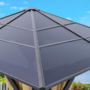 YITAHOME 10x10 Gazebo Polycarbonate Hardtop Outdoor Single Top Canopy with Netting and Shaded Curtains, Aluminum Frame Garden Tent for Patio, Backyard, Deck and Lawns, Brown