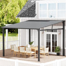 EBE 12' x 12' Hardtop Gazebo, Heavy Duty Lean to Metal Gazebos Outdoor Pergola, Wall Mounted Gazebo with Galvanized Steel, Patio Roof Awning for Patio, Deck, Backyard