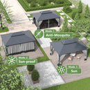 12' x 16' Hardtop Gazebo,Outdoor Galvanized Steel Metal Double Roof Gazebo with Curtains and Netting for Patios, Gardens, Lawns,Grey