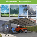 Real Relax 20x20ft Heavy Duty Metal Carport with Galvanized Steel Roof, 4 Support Legs, Outdoor Car Port Shelter for 2 Cars, Trucks and Boats
