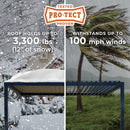 Backyard Discovery Evanston 18'x10' Galvanized Steel Wall-Mounted Louvered Pergola Kit with Adjustable Roof, Shade, Rain Protection, High-Wind Rating, PowerPort, Gutter System for Outdoor Patio, Deck