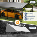 12x20 FT Metal Carport, Heavy Duty Car Port Canopy with Galvanized Steel Roof & Frame, Large Metal Carport Kit, Outdoor Car Garage, Steel Car Shelter for Car, Boat, Truck, Dark Gray