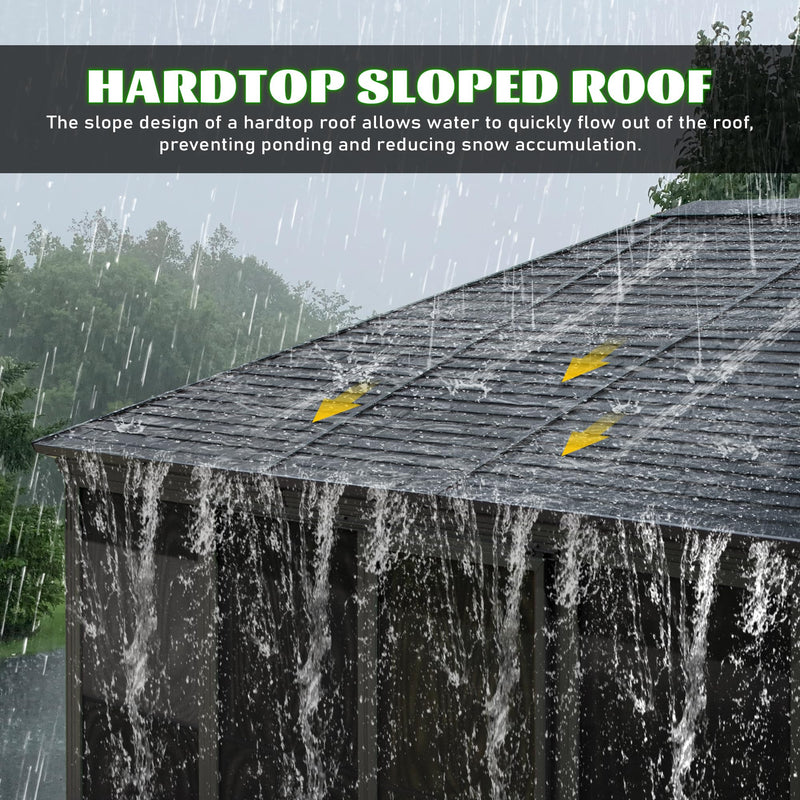 Domi 12x15FT Outdoor Sunroom, All-Season Solarium Gazebo with Galvanized Steel Roof, 4 Sliding Doors, Detachable PVC Screen, Aluminum Permanent Sun Room for Patio Deck Garden