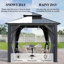 GARTOO 8.5x8.5FT Outdoor Hardtop Gazebo - Aluminum Heavy-Duty Galvanized Steel Top Gazebo with Breathable Netting & Privacy Curtain, Double Roof Gazebos for Patio, Porch, Garden, Lawn, Deck, Backyard