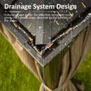 Domi 10' X 12' Hardtop Gazebo, Upgraded Metal Gazebo with Drainage System, Dual-Layer Galvanized Steel Roof, Curtain and Netting, Outdoor Shelter Canopy for Patio, Garden, and Backyard, Brown