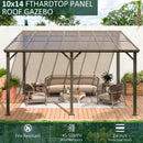 WKM 10x14 FT Wall Mounted Gazebo, Lean to Gazebo Hard Top, Decks, Porch and Backyard