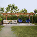 YOPTO 12x16 FT Outdoor Gazebo,Wooden Grape Pergola with Waterproof and Climbing Plant Support,Garden,Terrace,Backyard,Deck, Wind Protection Rating:Level 6,Brown