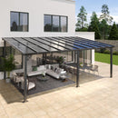 Aoxun 12' x 20' Gazebo for Patio, Gazebo Pergola with Sloped Roof, Large Wall-Mounted Heavy Duty Awnings, for Backyard, Deck, Patio, Garden Black