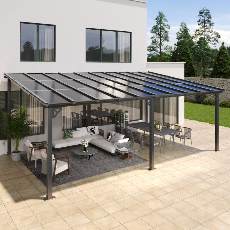 Aoxun 12' x 20' Gazebo for Patio, Gazebo Pergola with Sloped Roof, Large Wall-Mounted Heavy Duty Awnings, for Backyard, Deck, Patio, Garden Black