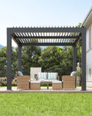 GarveeLife Louvered Pergola 10 ft x10', Outdoor Pergola with Adjustable Louvered Roof, Reinforced Aluminum Frame, Integrated Drainage System, Hardtop Gazebo for Patio, Deck, Gray